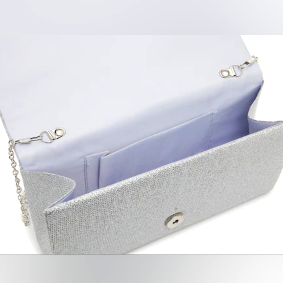 Pleated Twist Clutch Silver Metallic New - Picture 5 of 7